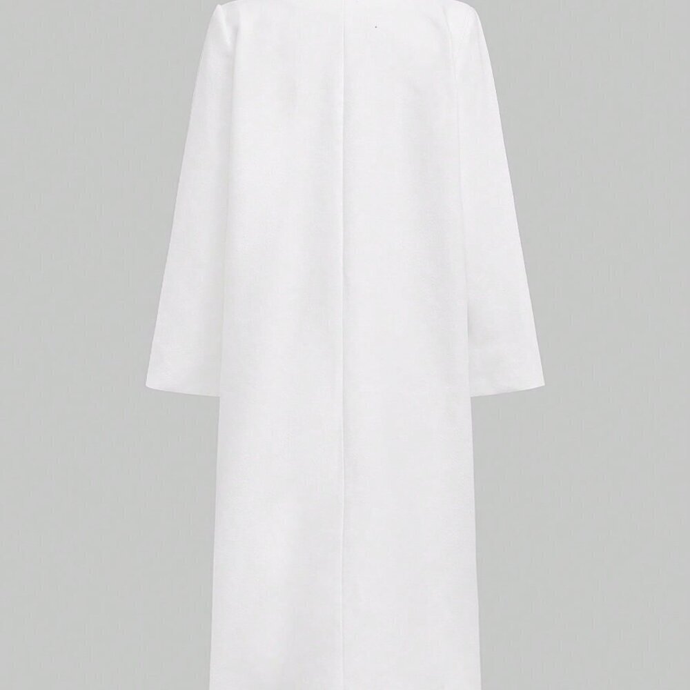 White Casual Women's Minimalist High-End Long Loose Fit Overcoat - Picture 8 of 10